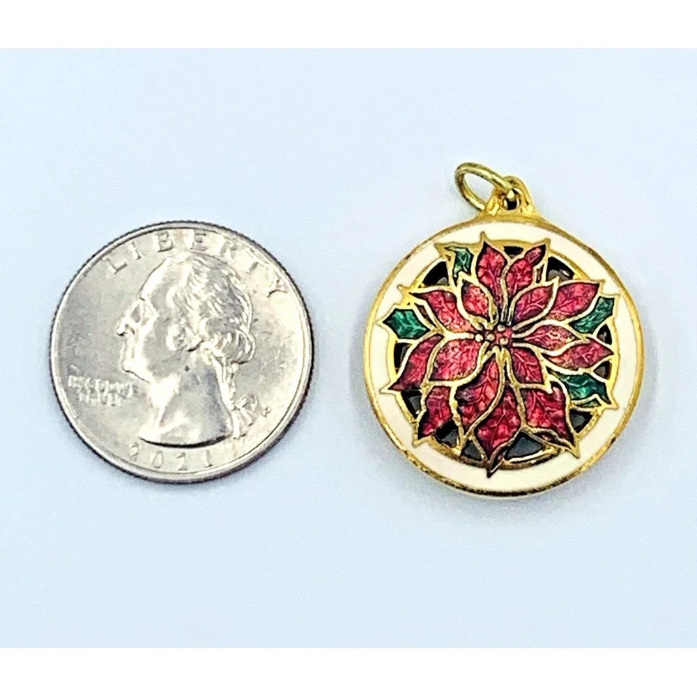 Hallmark Keepsake Miniature Ornament Cloisonne‎ Poinsettia Vintage 1990